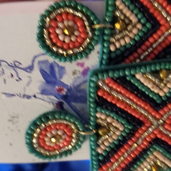 Multi seed bead fringe earrings - Picture 4 of 4